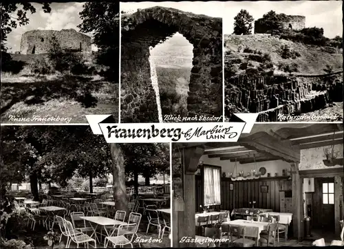Ak Frauenberg Ebsdorfergrund Marburg, Gasthaus Zur Burgruine, Naturschutzgebiet, Ruine