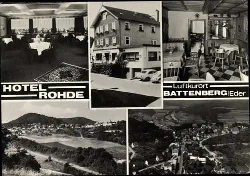 Ak Battenberg an der Eder Hessen, Hotel Rohde, Ort mit Umgebung