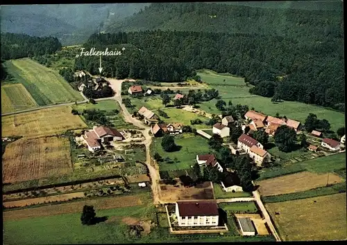 Ak Hermersbergerhof Wilgartswiesen in der Pfalz, Luftbild vom Ort mit Gasthof Falkenhain