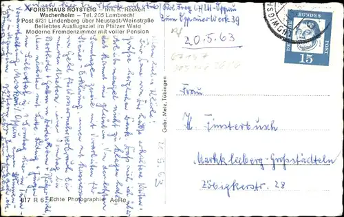 Ak Wachenheim an der Weinstraße Pfalz, Forsthaus Rotsteig