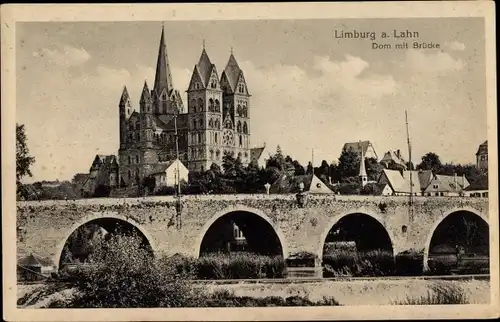 Ak Limburg an der Lahn, Dom mit Brücke