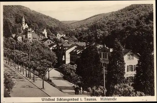 Ak Schlangenbad im Taunus Hessen, Mühlstraße