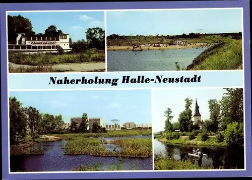 Ak Neustadt Halle an der Saale, Angersdorfer Teiche, Freibad, Südpark, Gaststätte Piratennest