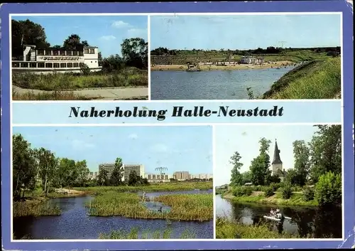 Ak Neustadt Halle an der Saale, Angersdorfer Teiche, Freibad, Südpark, Gaststätte Piratennest