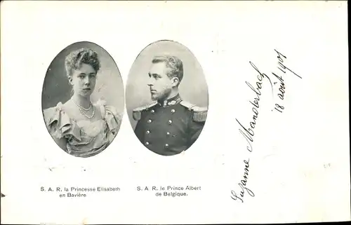 Ak Princesse Elisabeth en Baviere, Prince Albert de Belgique, König Albert I von Belgien