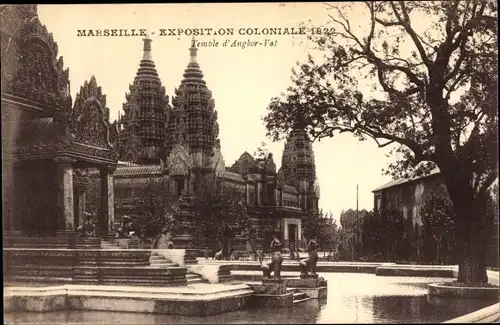 Ak Marseille Bouches du Rhône, Exposition Coloniale 1922, Temple d'Angkor Vat