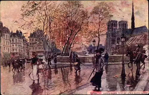 Künstler Ak Paris, Notre Dame, vue de l'Ile Saint Louis