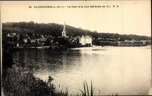 Ak Savonnières Indre et Loire, Le Cher, Vue Generale