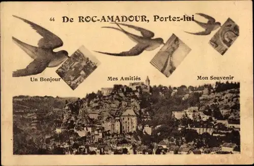 Ak Roc Amadour Rocamadour Lot, Panorama, Schwalben-Post