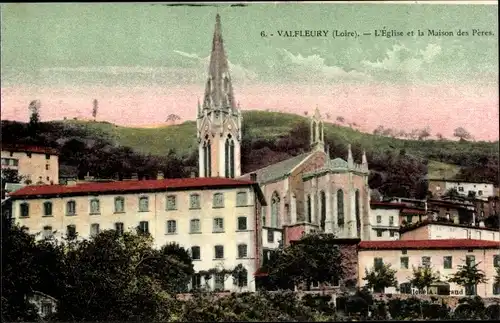 Ak Valfleury Loire, L'Eglise, Maison des Peres
