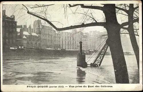 Ak Paris, Inondation, Crue, Janvier 1910, Vue prise du Quai des Orfevres