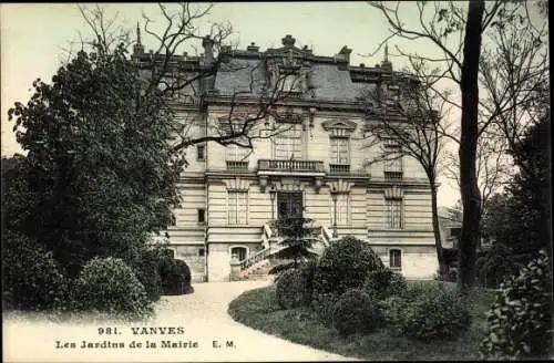 Ak Vanves Hauts de Seine, Les Jardins de la Mairie