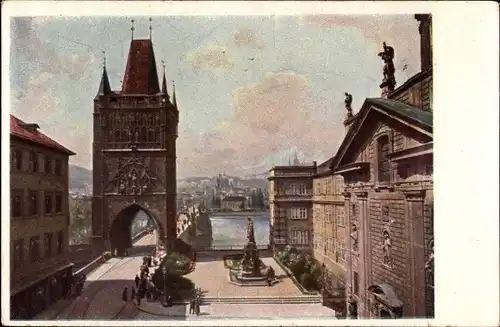Künstler Ak Praha Prag Tschechien, Altstädter Brückenturm