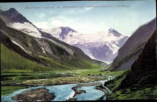 Ak Kaprun in Salzburg, Moserboden im Kaprunerthal, Gebirgsbach, Karlinger Gletscher
