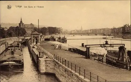 Ak Liège Lüttich Wallonien, Les Quais, L'Eveche