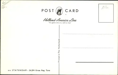 Ak Dampfschiff SS Statendam, HAL