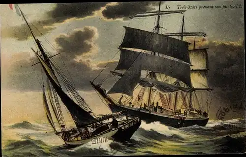 Ak Trois Mats prenant son pilote, Segelschiff