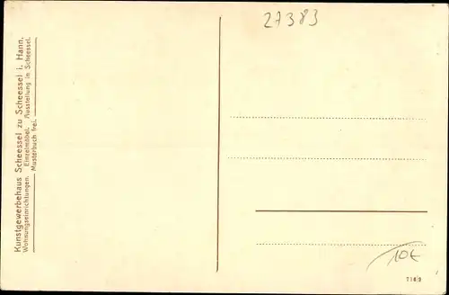 Ak Scheeßel in Niedersachsen, Kunstgewerbehaus, Fachwerkhaus mit Reetdach