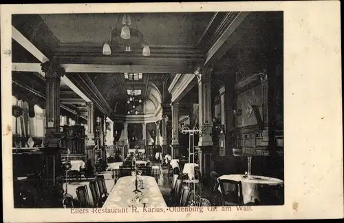 Ak Oldenburg im Großherzogtum Oldenburg, Eilers Restaurant am Wall, Innenansicht