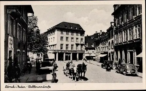 Ak Lörrach in Baden, Wallbrunnstraße, Cafe, Auto