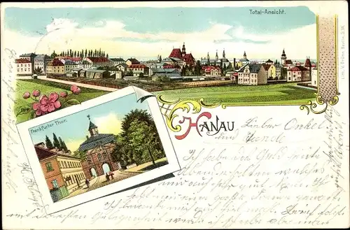 Litho Hanau Main Kinzig Kreis, Frankfurter Tor, Totale