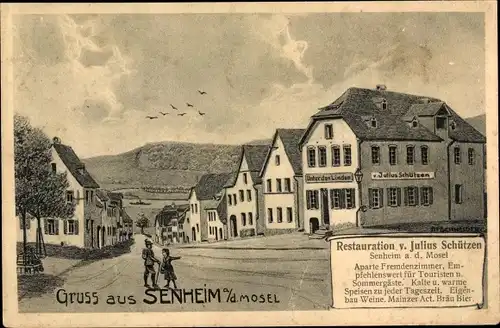 Künstler Ak Schneider, Senheim an der Mosel, Restauration Unter den Linden