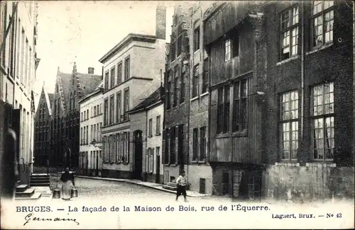 Ak Bruges Brügge Flandern Westflandern, La facade de la Maison de Bois, rue de l'Equerre