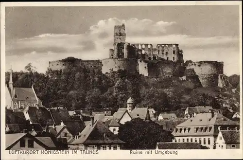 Ak Königstein im Taunus, Burgruine mit Umgebung