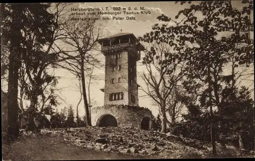 Ak Bad Homburg v. d. H., Herzbergturm, erbaut vom Homburger Taunus Klub