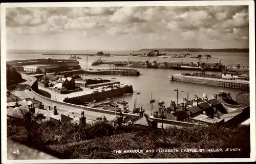 Ak Saint Helier Kanalinsel Jersey, The Harbour, Elizabeth Castle