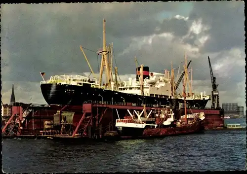 Ak Hamburg, Hafenpartie, aufgedocktes Schiff