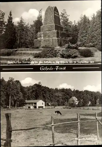 Ak Forst Göhrde in Niedersachsen, Denkmal zur Erinnerung an die Schlacht in der Göhrde 1813