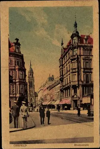 Ak Krefeld am Niederrhein, Rheinstraße, Geschäfte u. Passanten