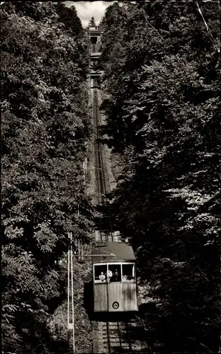 Ak Baden Baden am Schwarzwald, Drahtseilbahn a. d. Merkur, Gleise