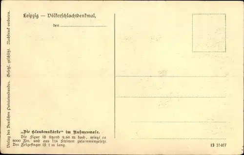 Künstler Ak Héroux, Leipzig in Sachsen, Völkerschlachtdenkmal, Die Glaubensstärke im Ruhmesmale