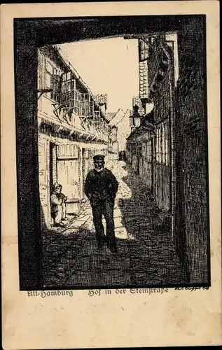 Künstler Ak Blossfeld, Karl, Hamburg, Hof in der Steinstraße