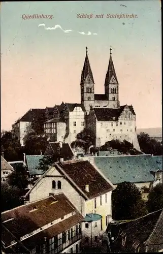 Ak Quedlinburg im Harz, Schloss mit Schlosskirche