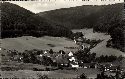 Ak Lonau Herzberg am Harz, Blick vom Pavillon ins Kirchtal