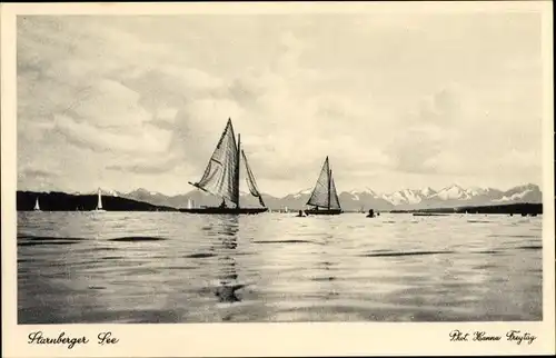 Ak Starnberg in Oberbayern, Partie am Starnberger See, Segelboote