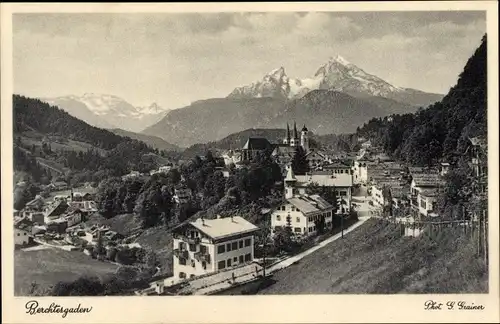 Ak Berchtesgaden in Oberbayern, Teilansicht vom Ort, Gebirge