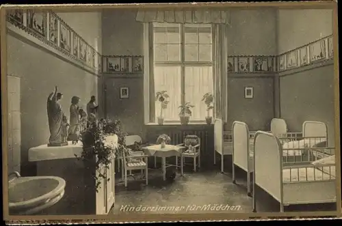 Ak Düsseldorf am Rhein, Theresien Hospital, Kinderzimmer für Mädchen