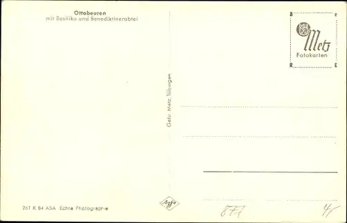 Ak Ottobeuren in Oberschwaben Allgäu, Totale mit Basilika und Benediktinerabtei