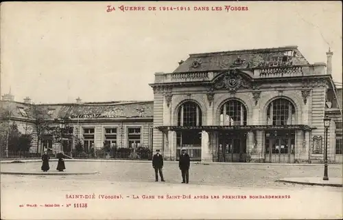 Ak Saint Dié des Vosges, La Gare apres les premiers Bombardements