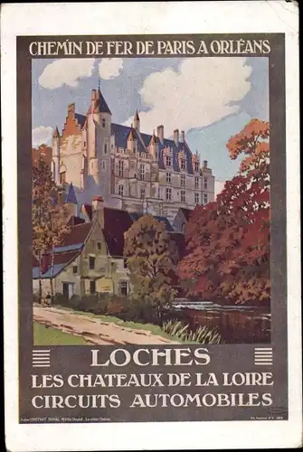 Künstler Ak Duval, C., Loches Indre-et-Loire, Le Chateau, Circuits Automobiles, Chemin de fer