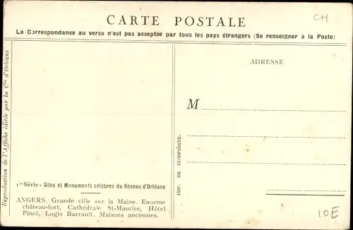 Künstler Ak Duval, C., Angers Maine et Loire, Grande ville sur la Maine, Chemin de fer de Paris