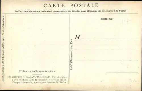 Künstler Ak Duval C., Azay le Rideau Indre et Loire, Le Chateau