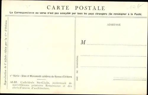 Künstler Ak Duval, C., Albi Tarn, La Cathedrale et le Pont vieux, Chemin de fer d'Orleans