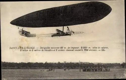 Ak Saint Cyr l'Ecole Yvelines, Dirigeable, französisches Militärluftschiff