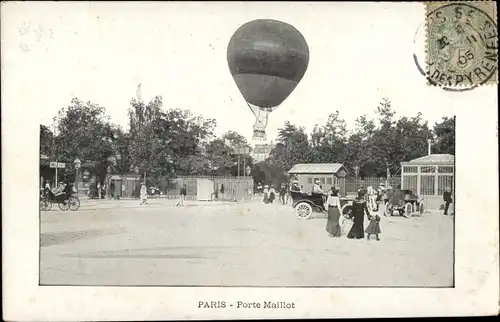 Ak Paris XVII., Aérodrome de la Porte Maillot, Ballon
