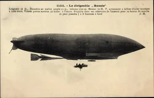 Ak Le Dirigéable Russie, Französisches Luftschiff